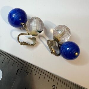 Elegant Blue and Clear Clip-On Earrings